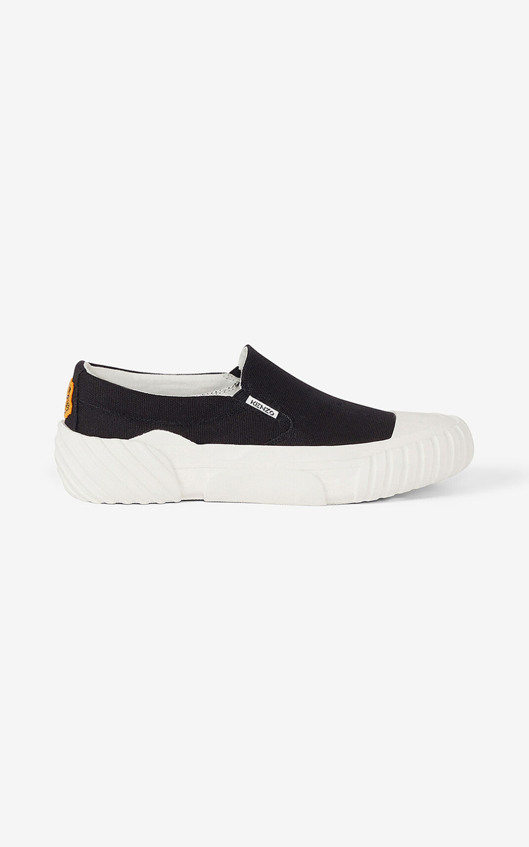 Kenzo Slip on Lona Tiger Crest Zapatillas Mujer Negras | 3821974-LF